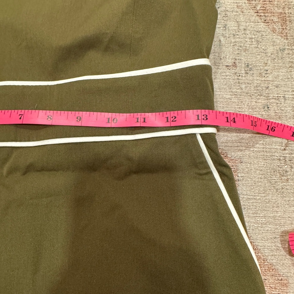 J. Crew Olive V neck Piped Dress - Picture 7 of 8